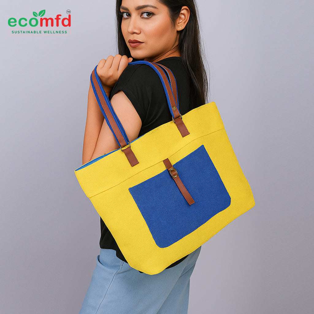 Tote Jute Bags for Women For Office Use, Work | Ladies Stylish Shoulder Jute Bag