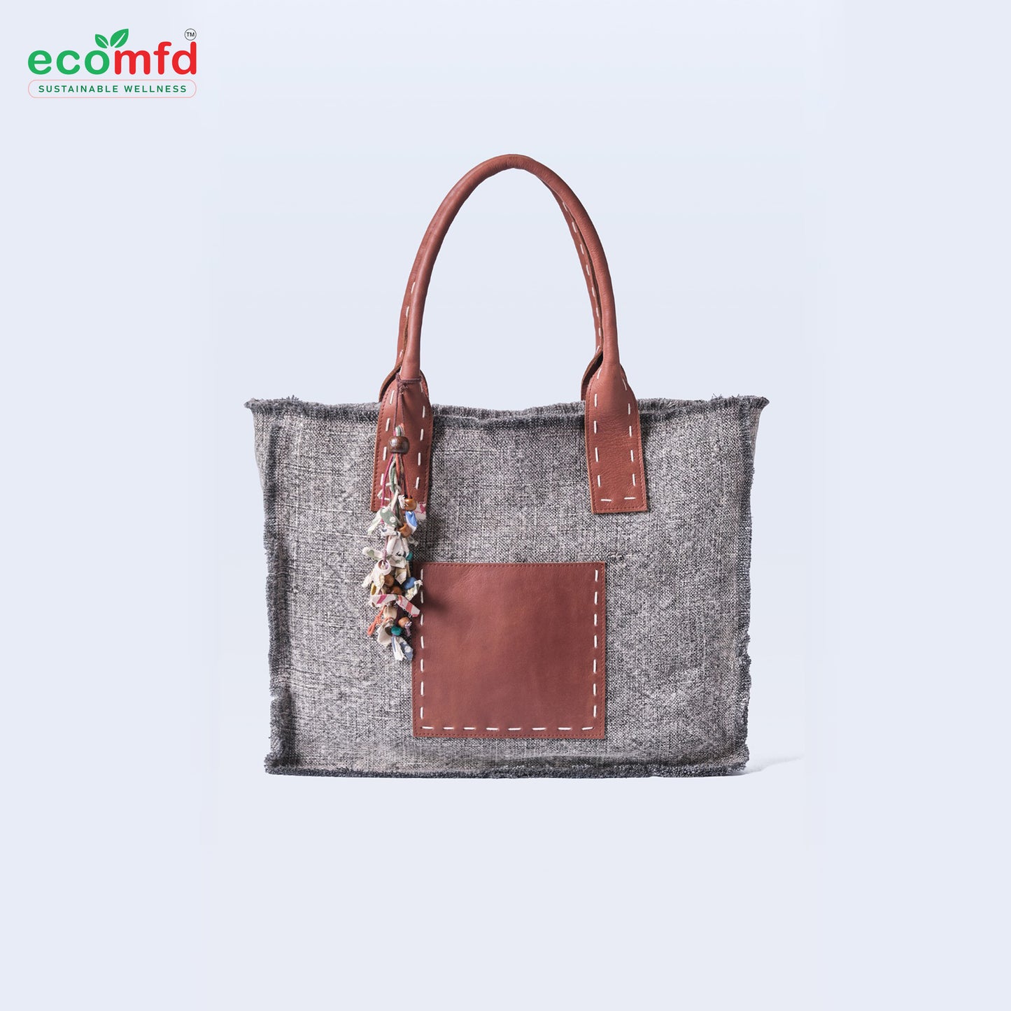 Jute Tote Bag with Leather Handles | Eco-Friendly & Stylish Shoulder Bag for Women